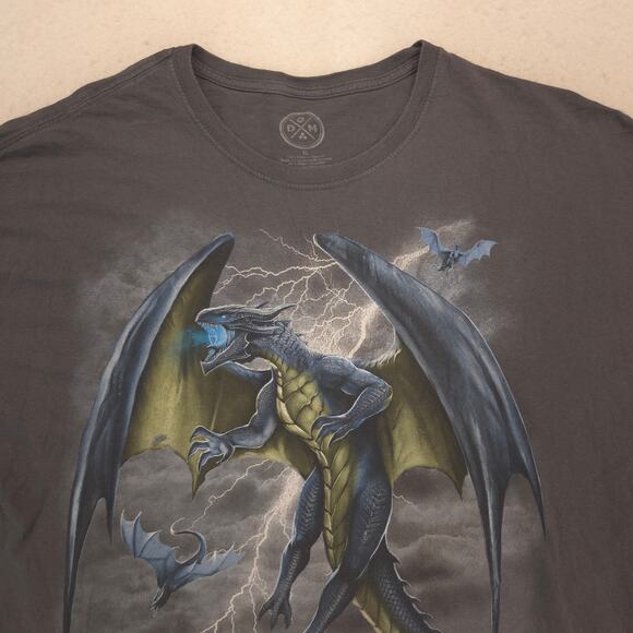 DOM Dragon Graphic Short Sleeve T Shirt Mens Size Extra Large XL Gray - Picture 1 of 9